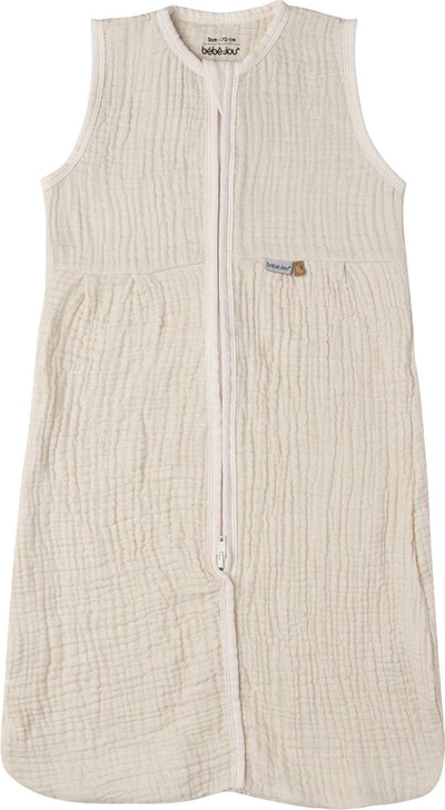 Bébé-jou bebe-jou hydrophiler Sommerschlafsack aus reiner Baumwolle, Sand, 90 cm