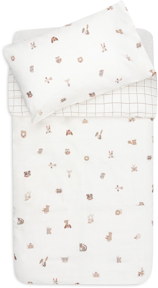 Jollein Bettbezug mit Kissenbezug – 100 x 140 cm – Tierfreunde