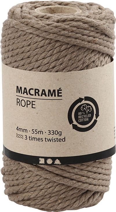 Creativ Company Makrame Cord Hell Brown, 55m
