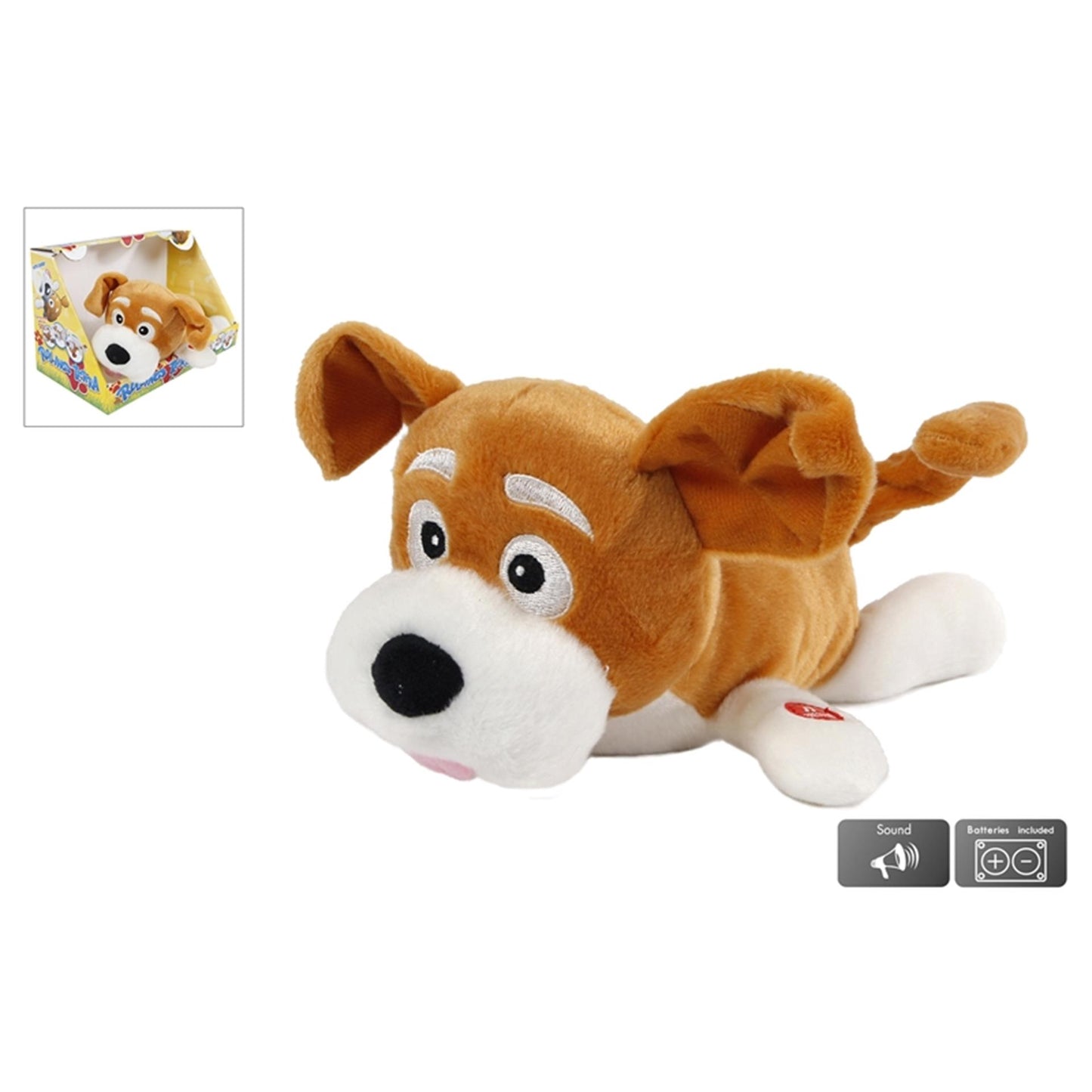 Rollender Hundeplüsch mit Ton, 28 cm