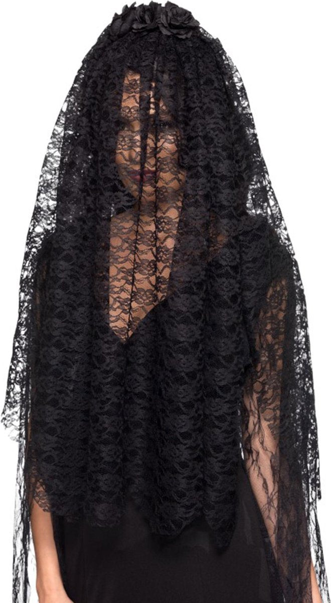Smiffys Brautschleier-Anziehzubehör Schwarz – Damen – 75 cm – Zombie-Schleier – Witwenschleier