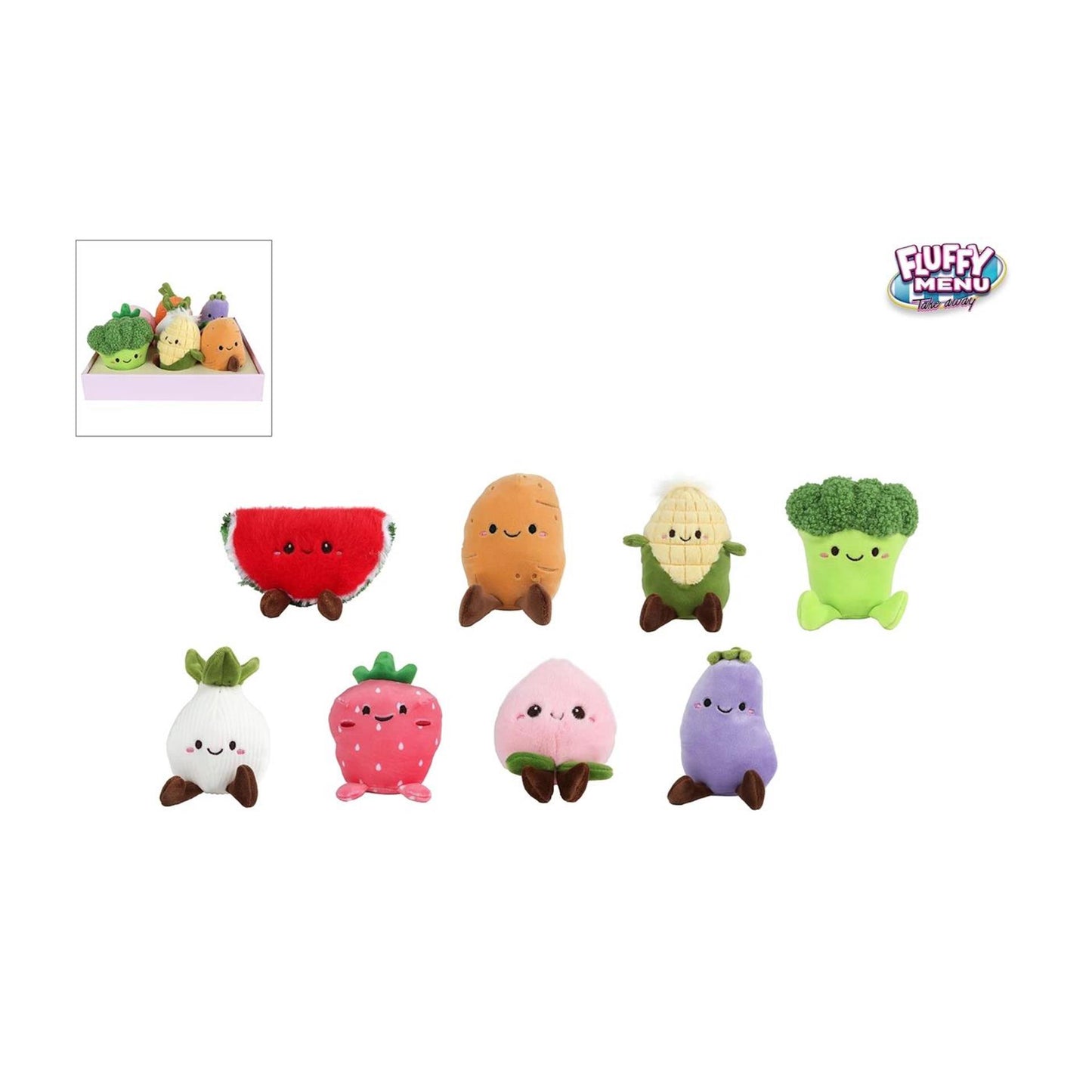 Flauschiges Menü aus Obst- und Gemüseplüsch – 12–14 cm