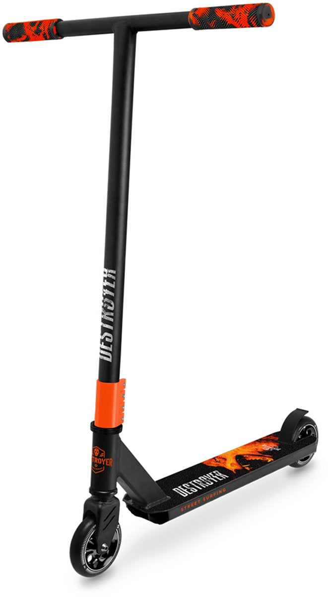 Streetsurfing Street Surfing Destroyer Stunt Scooter Anfänger – Freestyle Trick Scooter – 100 mm Räder – Skate Park Pro Scooter – Mad Wolf – Schwarz