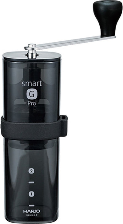 Hario – Smart G Pro Kaffeemühle transparent schwarz (neues Modell 2024) manuelle Kaffeemühle Handmühle