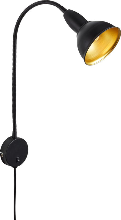Briloner Hygge - Steckerlampe - Retro-Nachttischlampe - Metall - Schwarz - E14-Fassung - Wandlampe mit Schalter - drehbar