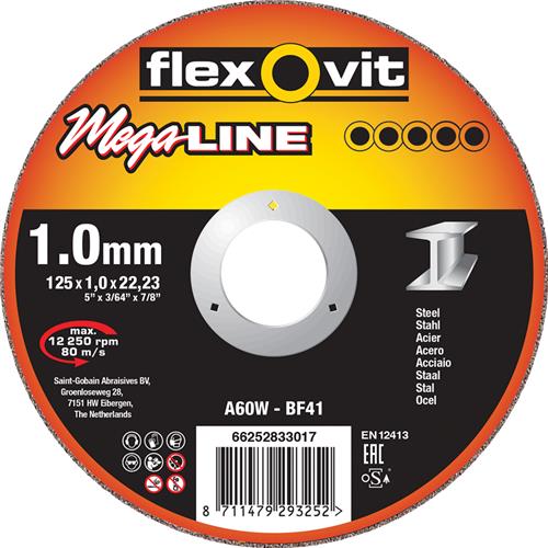 Flexovit dss mega-line 125x2,5x22,23 a30w t41 stahl | 25 Stk