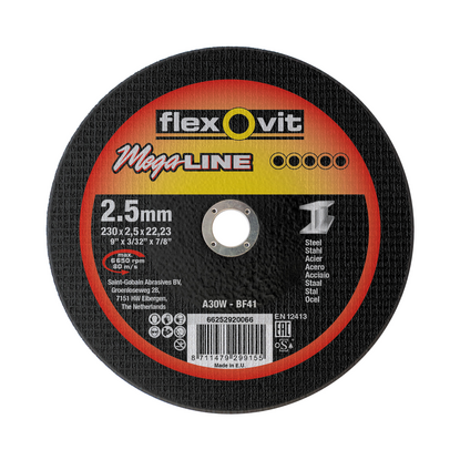 Flexovit dss mega-line 230x2,5x22,23 a30w t41 stahl | 25 Stk