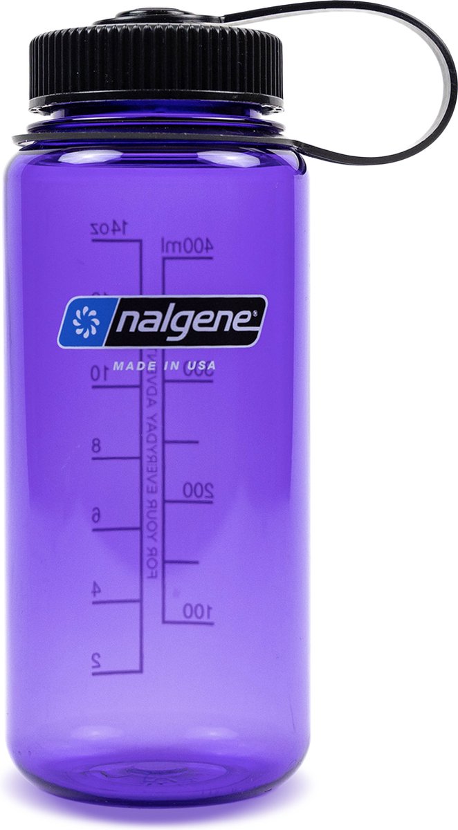 Nalgene – Weithalsflasche – Trinkflasche – Wasserflasche – auslaufsicher – 500 ml – BPA-frei – nachhaltig – lila schwarzer Verschluss