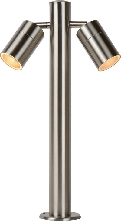 Lucide Arne-LED - Sockelleuchte - ø 6,3 cm - LED - GU10 - 2x5W 2700K - IP44 - Mattchrom