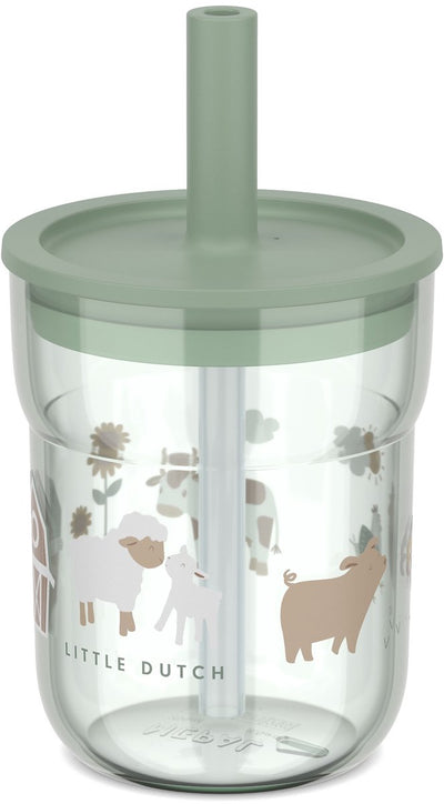 Mepal Mio Kinderbecher mit Strohhalm Little Dutch – 250 ml – leicht zu halten – Kindergeschirr – Little Farm