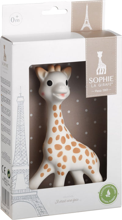 Sophie die Giraffe – Beißspielzeug – Beißspielzeug – Babyspielzeug – Mutterschaftsgeschenk – Geschenk zur Babyparty – in weißer Geschenkbox – 100 % Naturkautschuk – ab 0 Monaten – 17 cm – Beigebraun