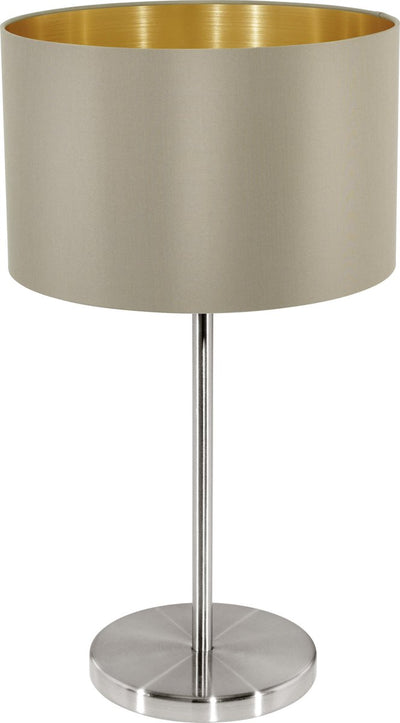 Eglo Maserlo – Tischlampe – 1 Licht – ø23 cm – Stoff – Taupe, Gold