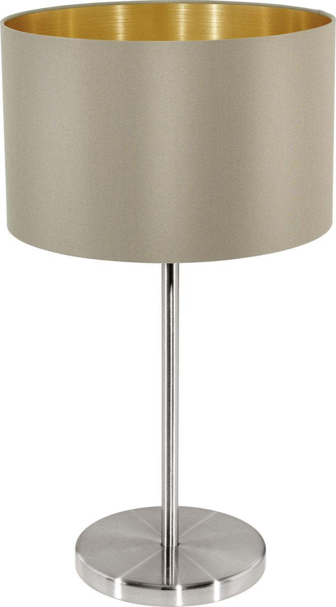 Eglo Maserlo – Tischlampe – 1 Licht – ø23 cm – Stoff – Taupe, Gold