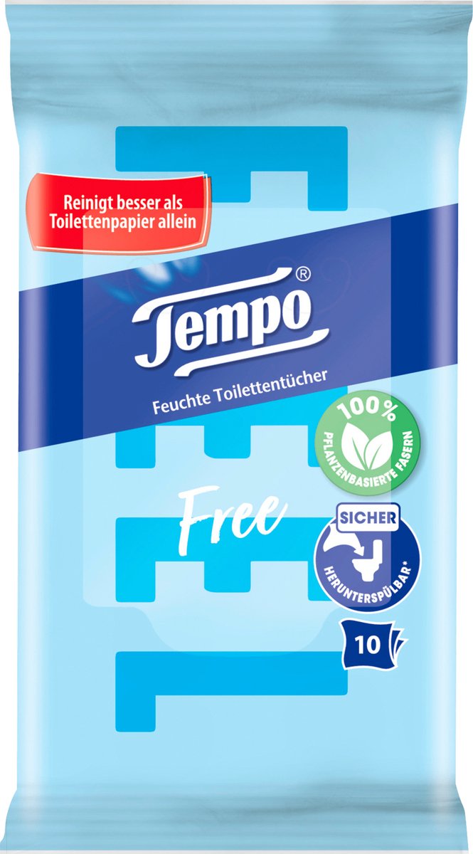 Tempo feuchtes Toilettenpapier in Reisegröße – 10 Stück – erfrischend und hygienisch für unterwegs