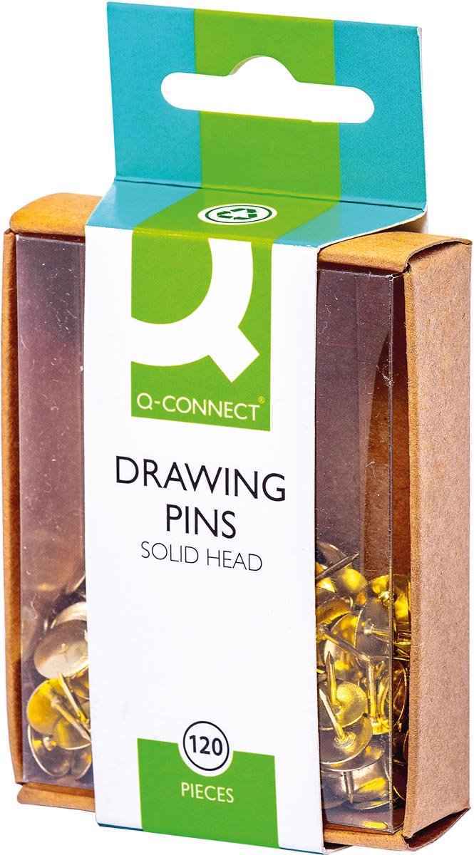 Q-Connect Reißzwecken, 10 Boxen à 120 Stück, Messing