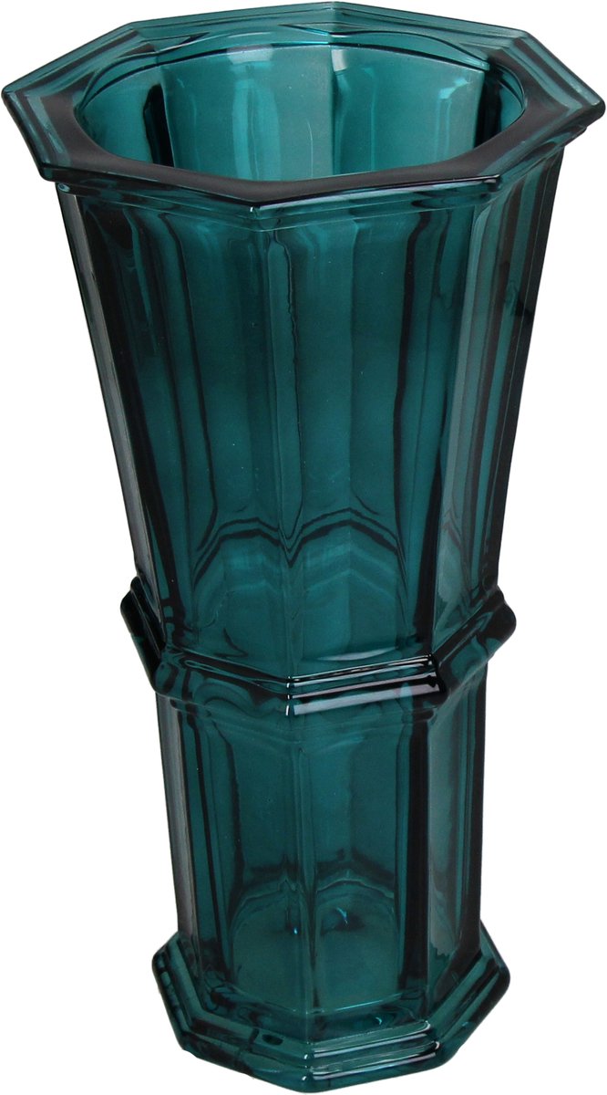 HD Collection Vase aus Glas, Petrol, 15 x 15 x 28 cm