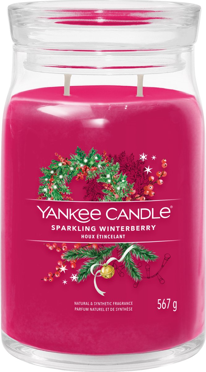 Yankee Candle – funkelnde Winterbeer-Duftkerze im großen Glas – 90 Brennstunden – zwei Dochte