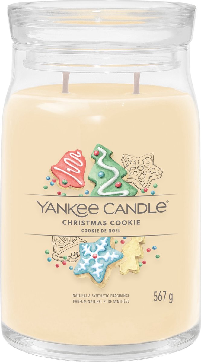 Yankee Candle – Weihnachtsplätzchen-Duftkerze im großen Glas – 90 Brennstunden – zwei Dochte