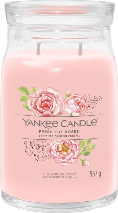 Yankee Candle – Duftkerze mit frischen Schnittrosen im großen Glas – 90 Brennstunden – zwei Dochte