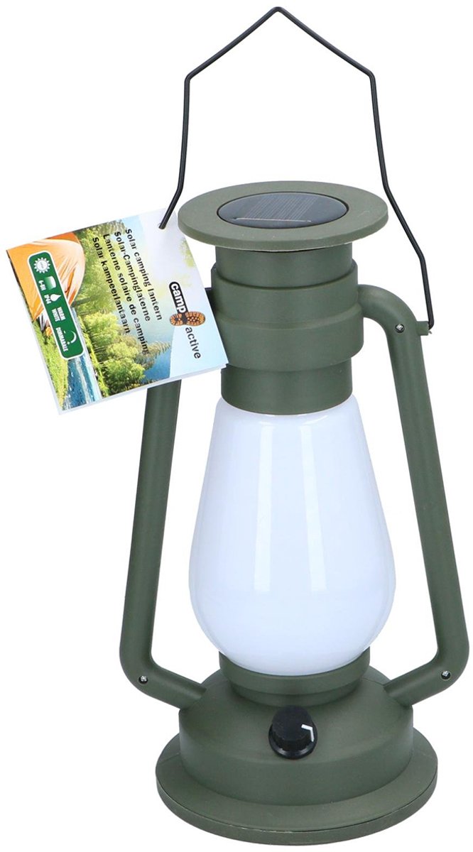 Camp Active Solar Campinglampe – LED-Beleuchtung – Campinglampe – Zeltlampe – Zeltbeleuchtung – solarbetrieben – grün