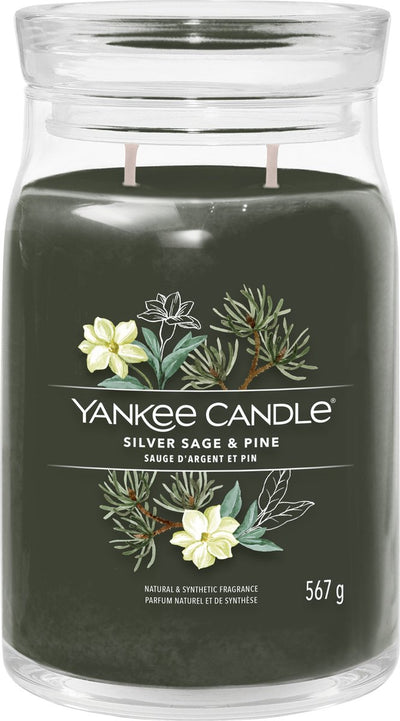Yankee Candle – Duftkerze im großen Glas aus silberner Salbeikiefer – 90 Brennstunden – zwei Dochte