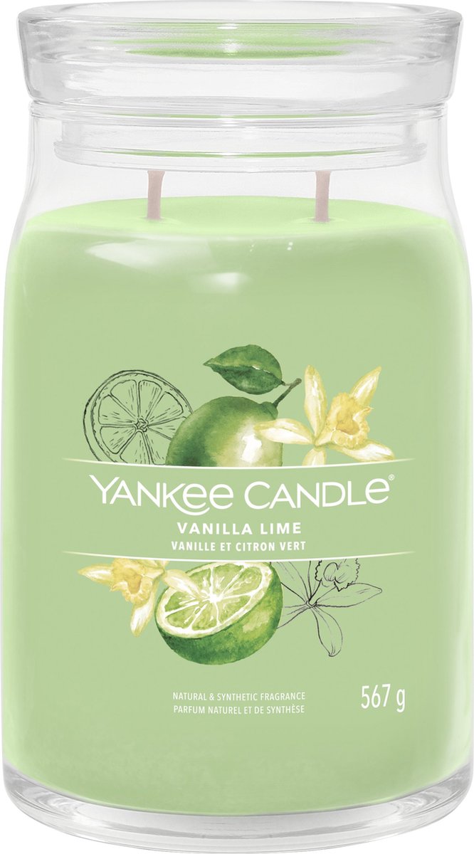Yankee Candle – Vanille-Limetten-Duftkerze im großen Glas – 90 Brennstunden – zwei Dochte