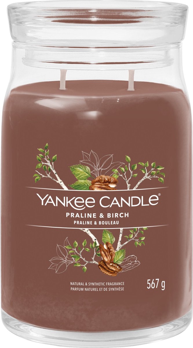 Yankee Candle – Pralinen-Birken-Duftkerze im großen Glas – 90 Brennstunden – zwei Dochte