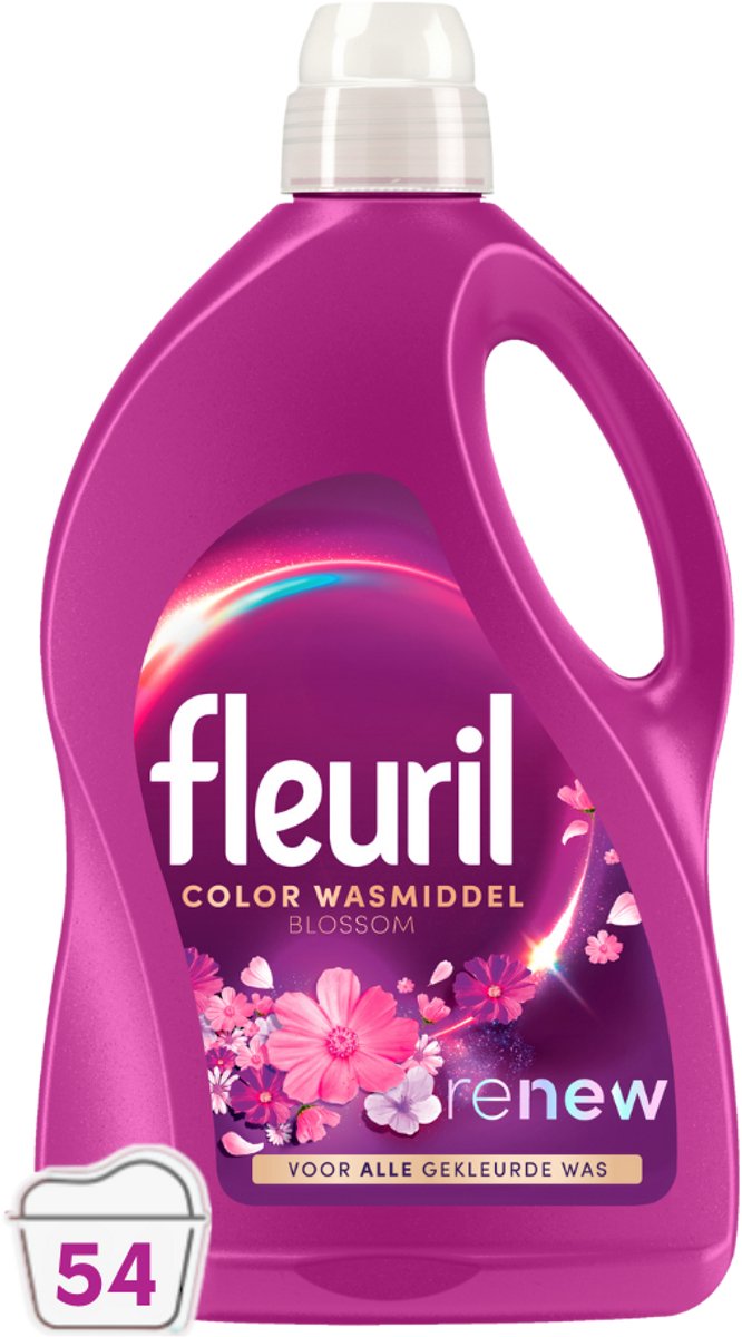 Fleuril Color Blossom – Flüssigwaschmittel – Buntwäsche – intensives Dufterlebnis – 54 Waschgänge – Großverpackung