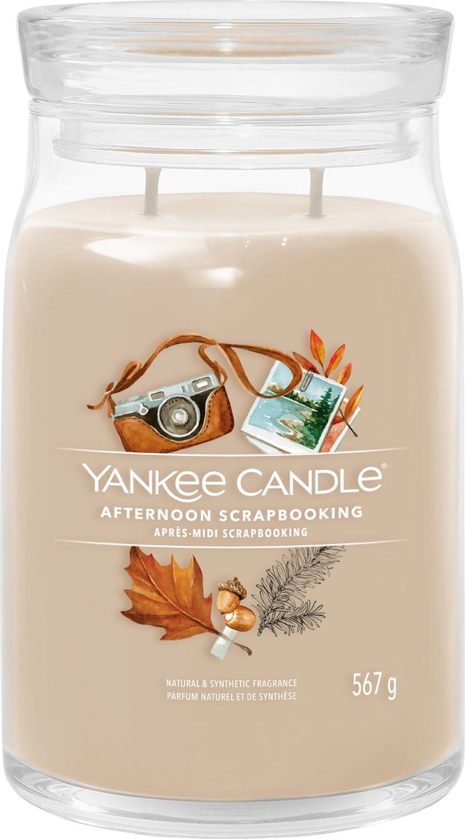 Yankee Candle – Nachmittags-Scrapbooking-Duftkerze im großen Glas – 90 Brennstunden – zwei Dochte