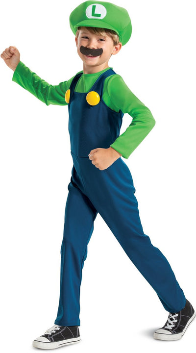 Disguise Nintendo Super Mario Brothers Luigi Kinderkostüm – XS S – Blau Grün