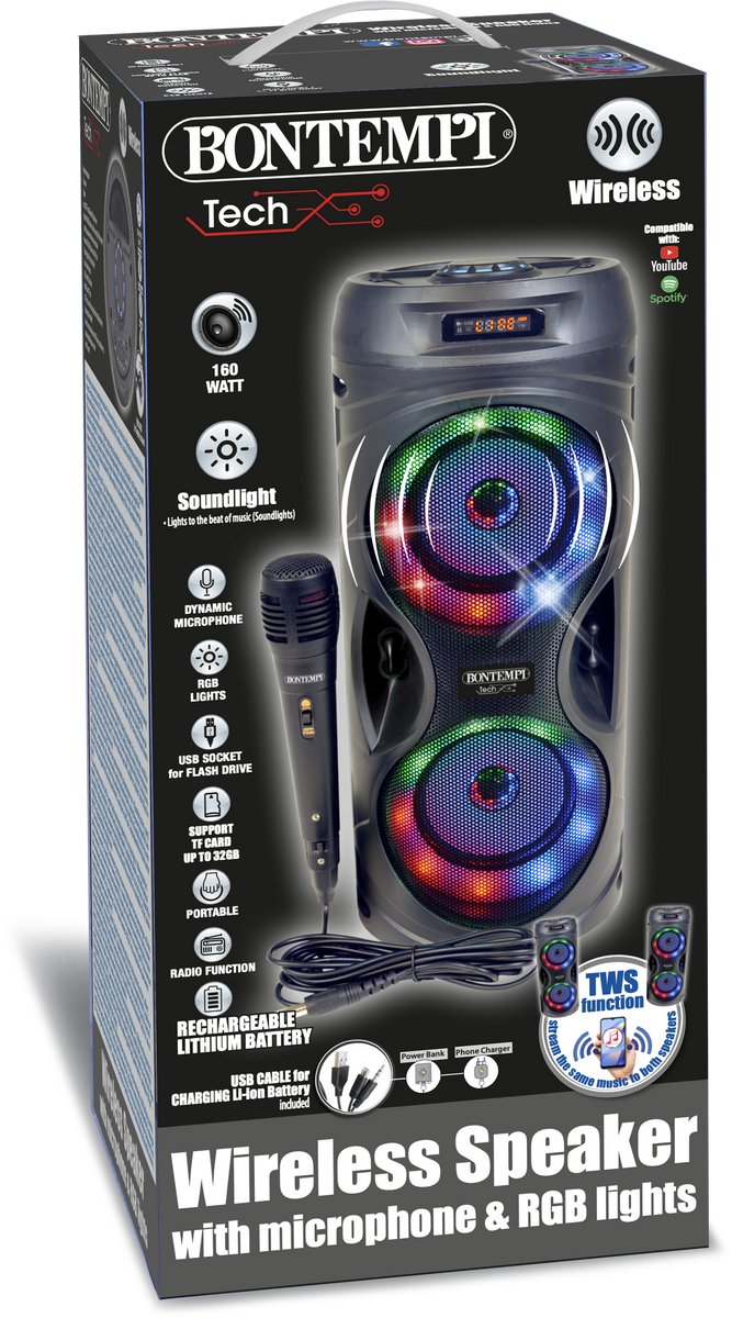 Bontempi Spa Bontempi – kabelloser Lautsprecher mit Mikrofon – Karaoke-Set