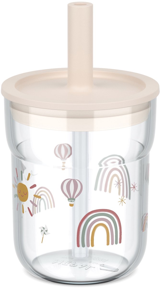 Mepal mio Kinderbecher mit Strohhalm – 250 ml – gut zu halten – Kindergeschirr – Sunshine Rainbow