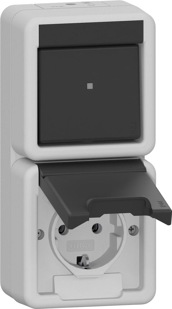 Gira vertikale Schaltersteckdosenkombination IP44 grau - 417630 - e3zm4