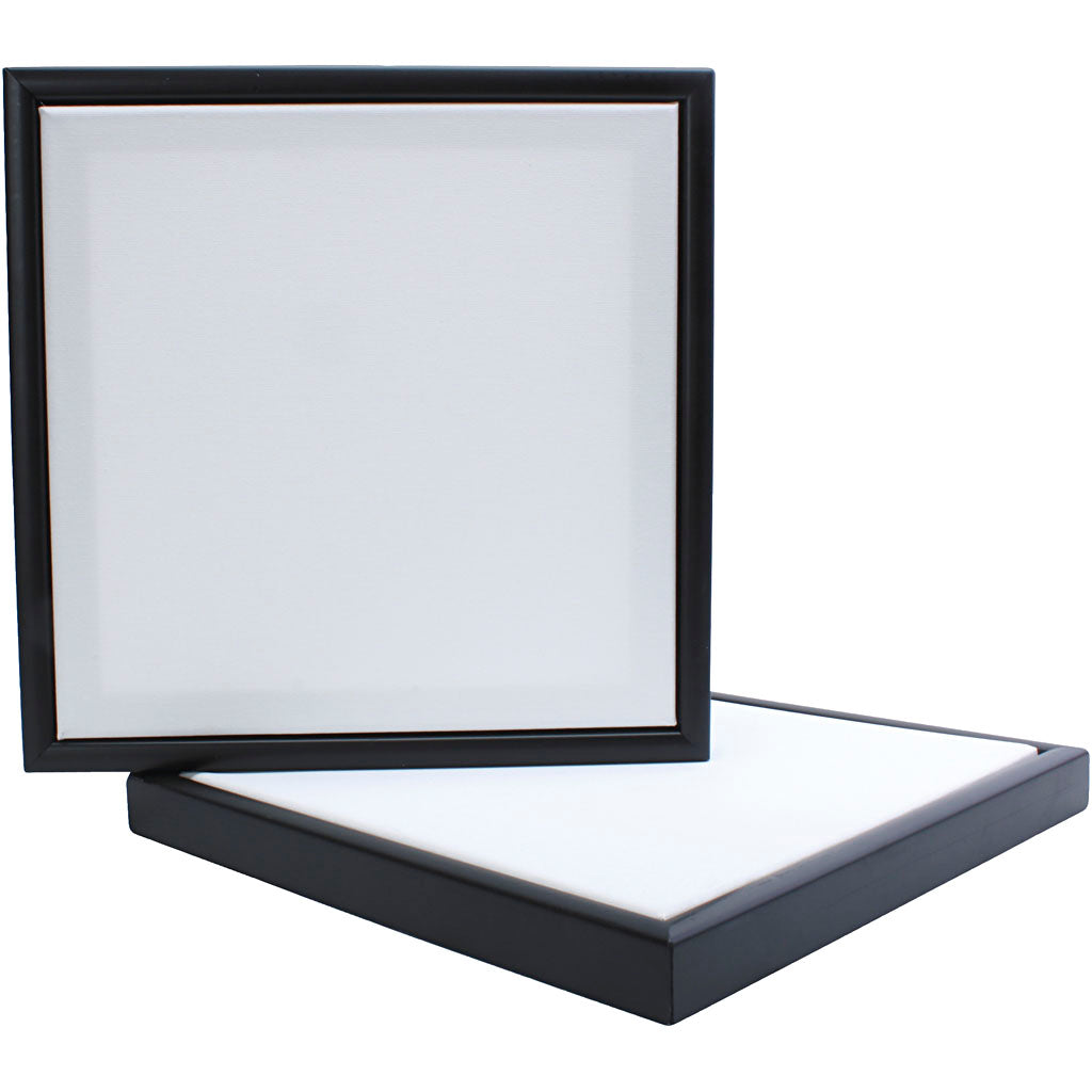 Creativ Company Leinwand mit Rahmen, Größe 30x30 cm, 280 gr, schwarz, weiß, 1 Stück
