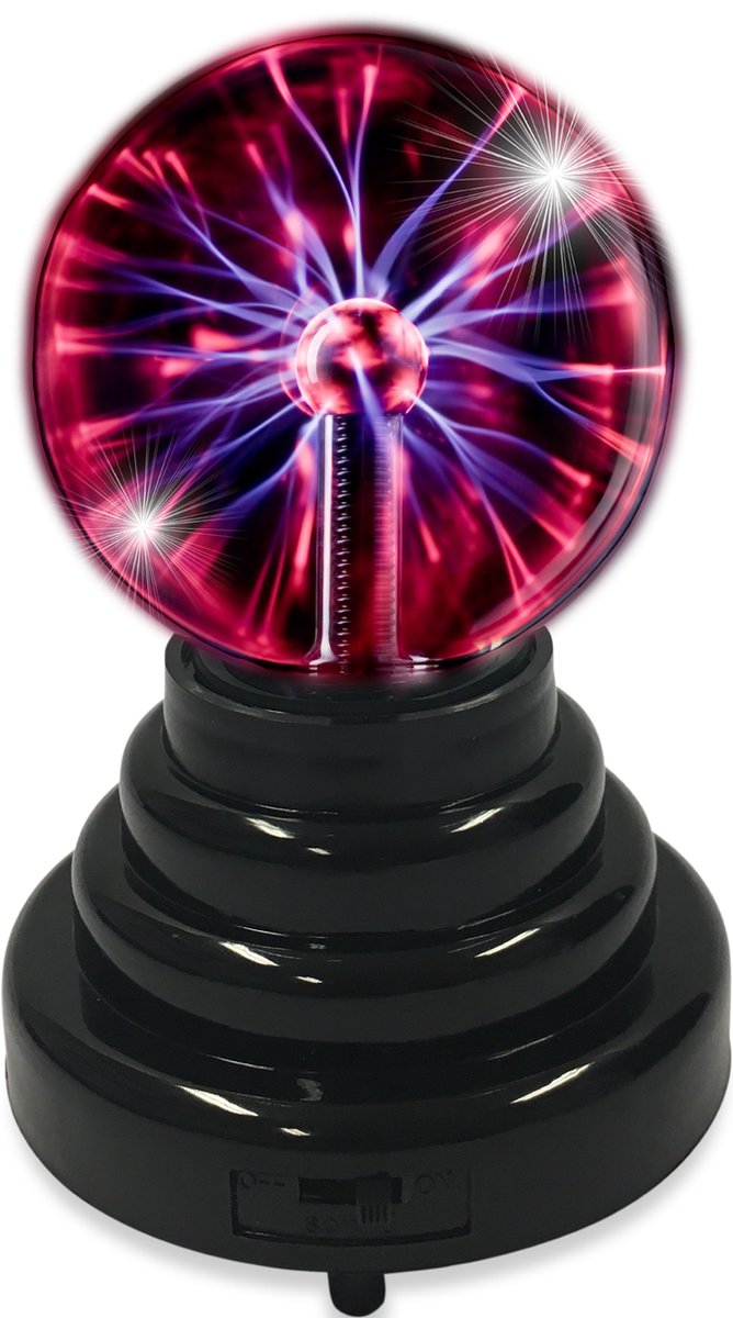 Party-Funlights – Plasmaball mit Lichteffekten – reagiert auf Berührung – funktioniert mit USB und Batterien – Höhe 14 cm
