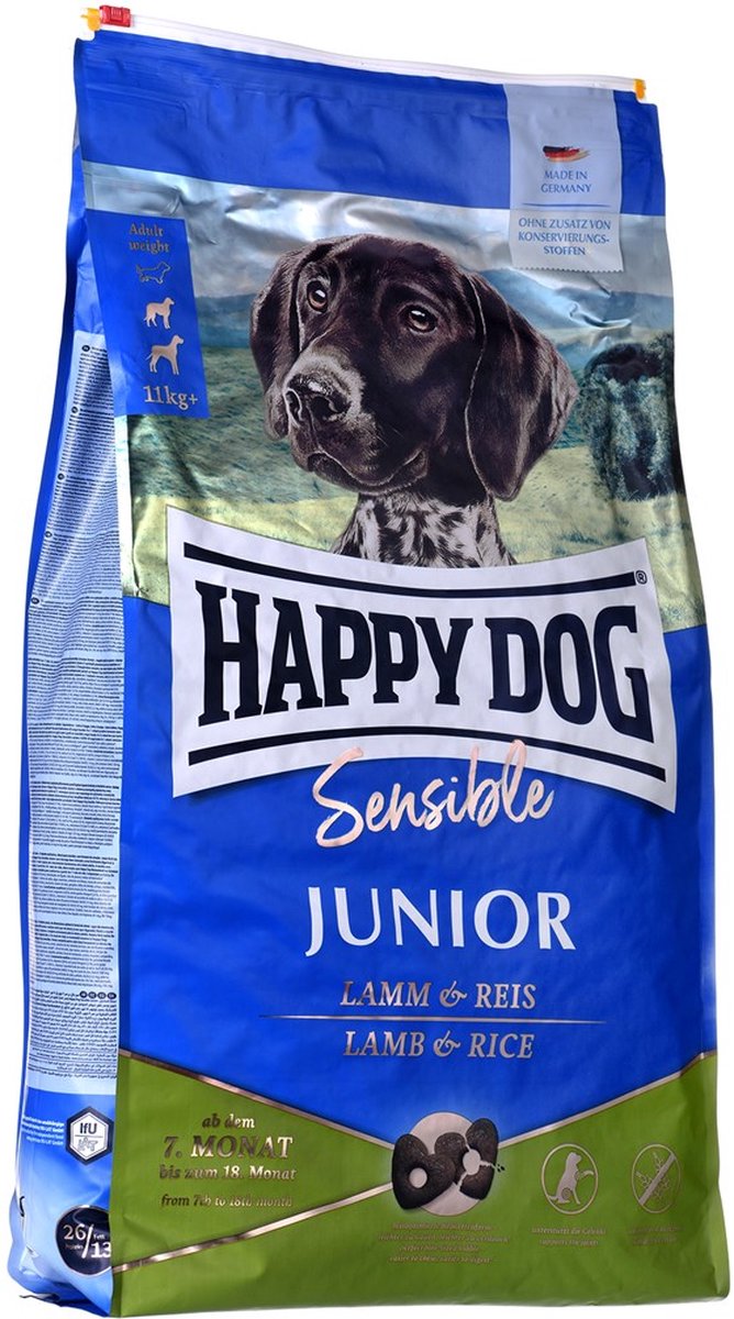 Happy Dog Sensitive Junior Hundetrockenfutter Lamm, Reis 10 kg