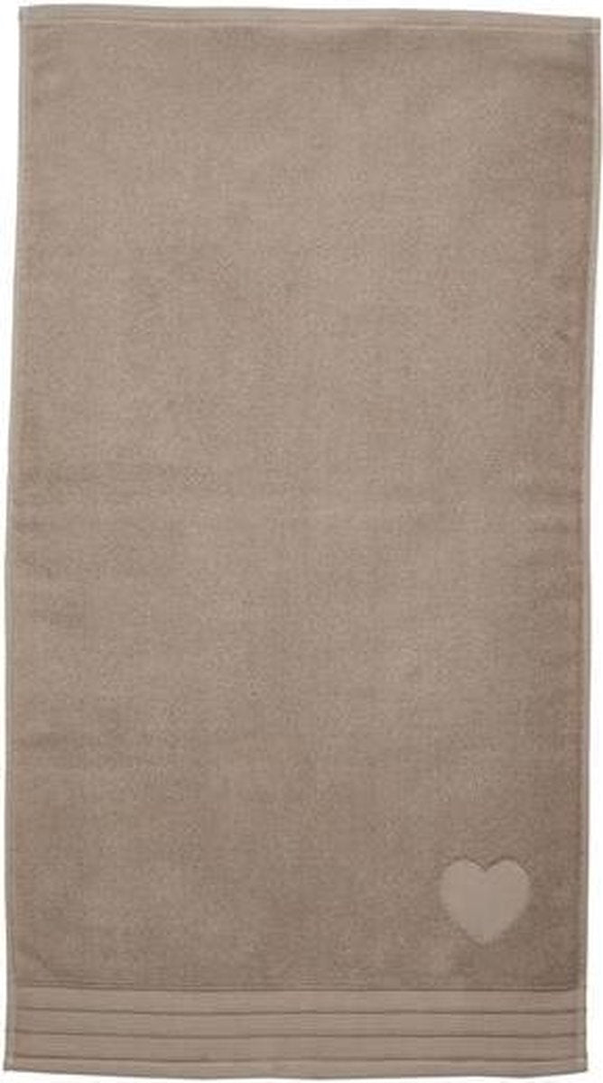 Riviera Maison Herz-Strandtuch – 100 x 180 cm – Taupe