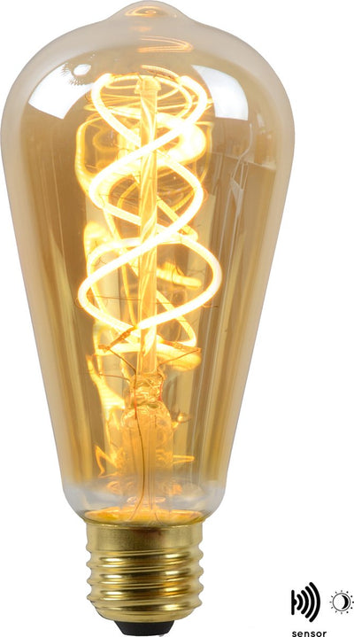Dämmerungssensor Lucide ST64 – Glühlampe – ø 6,4 cm – LED – E27 – 1 x 4 W 2200 K – Tag-Nacht-Sensor – Bernstein