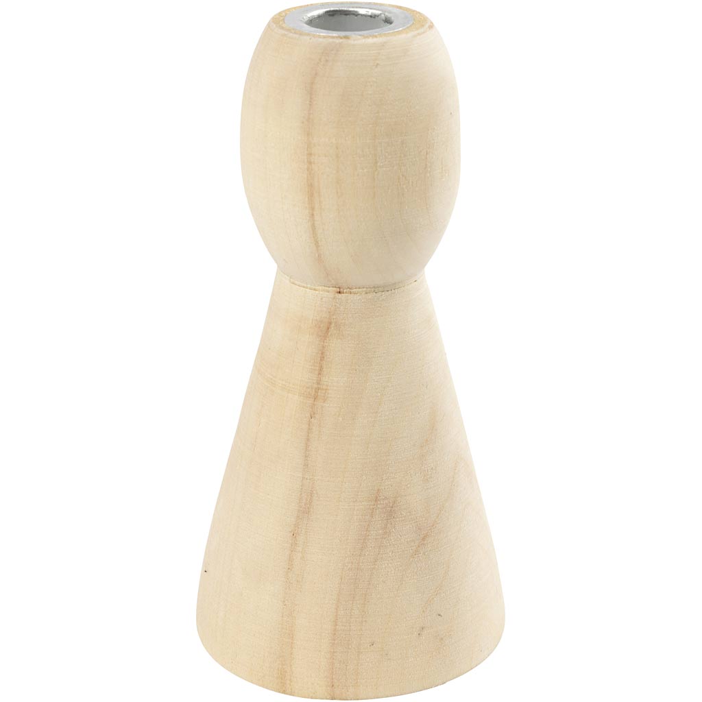 Konische Kerzenständer aus Holz, H: 9,5 cm, 1 Stück