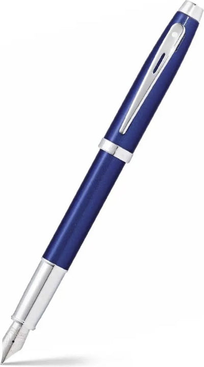 Sheaffer Füllfederhalter – 100 – glänzendes Blau mit Chrom – Feder M – inklusive Konverter zum Befüllen – SF-E0933953