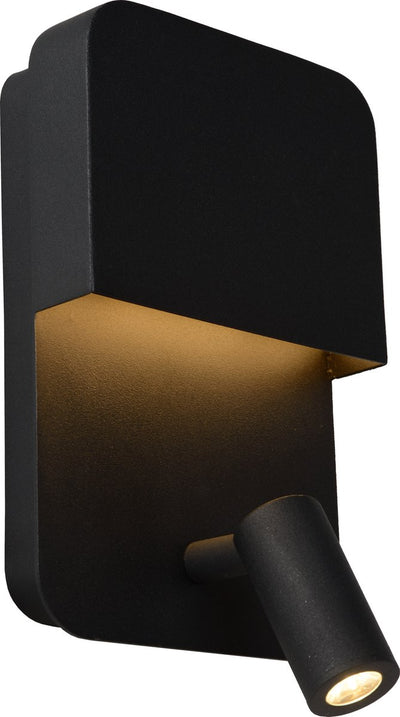 Lucide Boxer – Nachttisch-Wandleuchte – LED – 3000 K – mit USB-Ladeanschluss – Schwarz