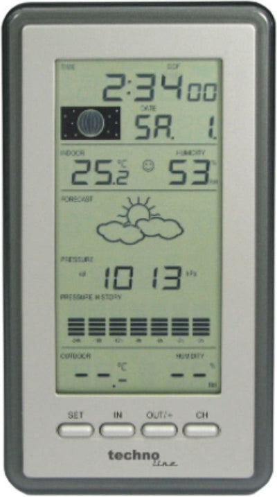 Technoline Wetterstation – ws 9040-it – 100 x 178 x 28 mm – silbergrau – mit 1 Außensensor 100 m – tl-ws9040-it