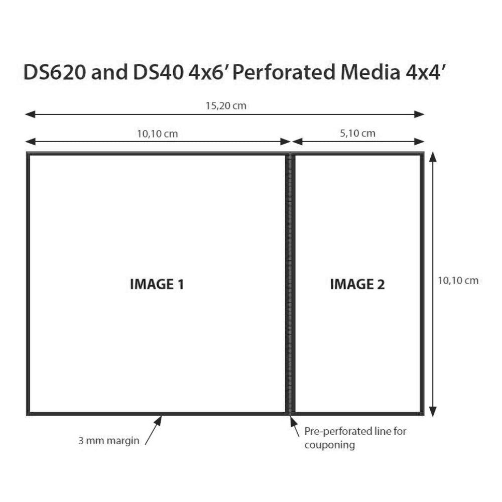 DNP -Papier 2 Roll � 400 St. 10x15 Perforiert bei 10 x 10 cm für DS620