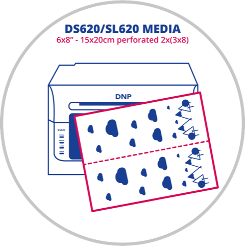 DNP -Papier 2 Roll � 200 PCs. 15x20 perforiert bei 7,5x20 für DS620