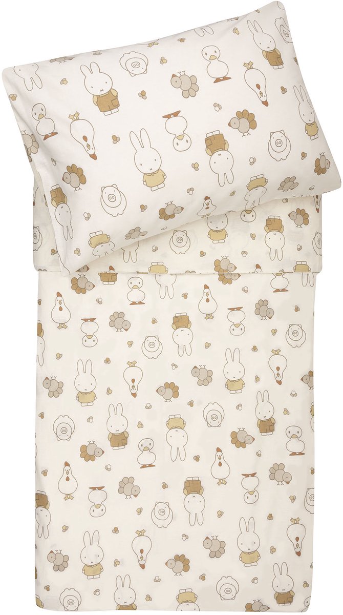 Jollein Bettbezug mit Kissenbezug – 100 x 140 cm – Miffy Family Farm
