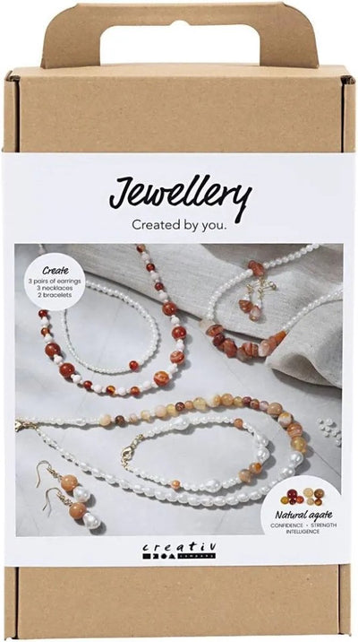 Creativ Company Hobby-Set Schmuck, Beige, gebranntes Orange, weißes Perlmutt, 1 Box