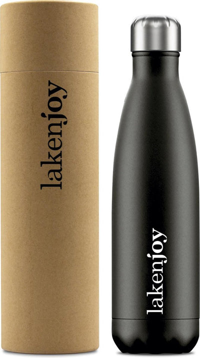 Laken Thermosflasche Joy, 500 ml schwarze, doppelwandige Edelstahl-Wasserflasche