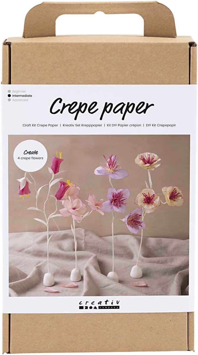 Creativ Company Hobby-Set Krepppapier, Blume, Pastellfarben, 1 Box