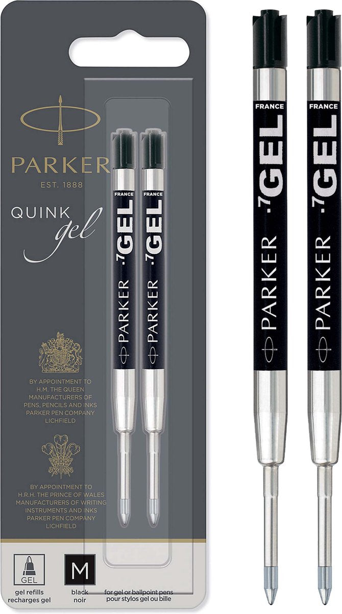 Parker Gelstiftmine | mittlere Spitze (0,7 mm) | schwarze Quink-Tinte | 2 Stk
