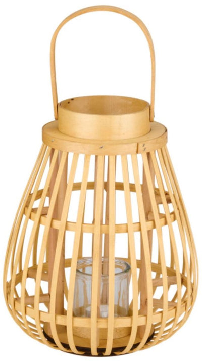 Arti Casa Holzlaterne mit Glas – dekorative Kerzenlaterne – 26 x 26 x 32 cm – Beige